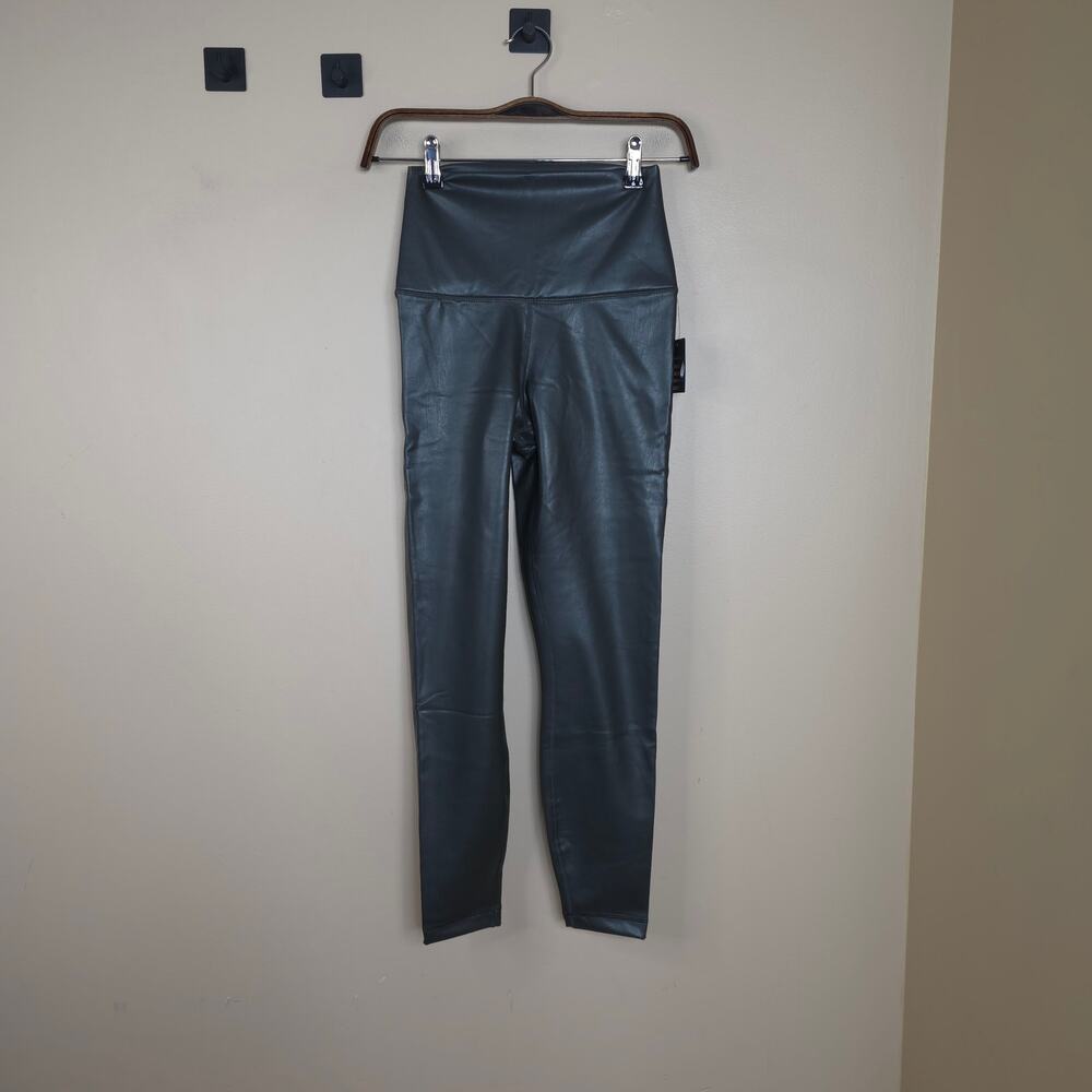 90 Degree By Reflex High Rise Leatherette Leggings in Taupe Size S